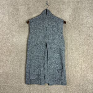 Talbots Sweater Vest Womens Size Small Gray Knit Shawl Collar Open Front Pockets